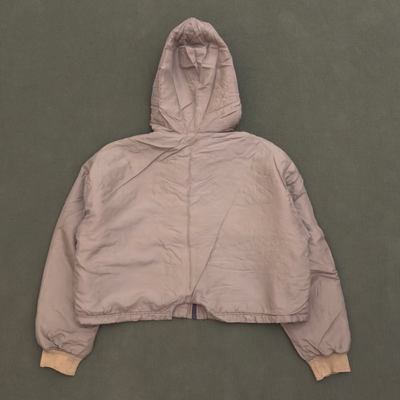 Vintage 90s Silk Bomber Jacket Cropped with Hood - Picture 7 of 15